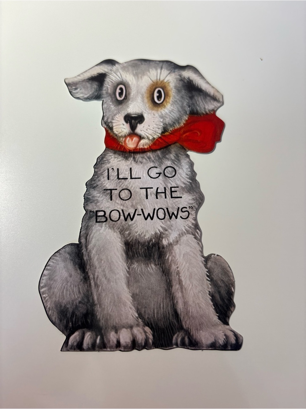 Playful Gray Dog valentines card with Red Scarf